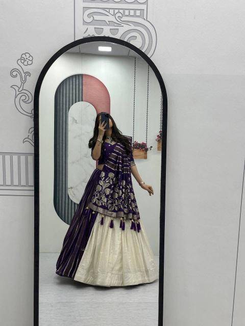 Launching wedding Special Pc 560 jecard Purple Lehenga choli wholesale online